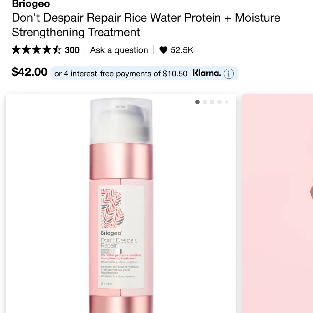 Brigeo don’t despair, repair. Rice protein moisture strengthening treatment